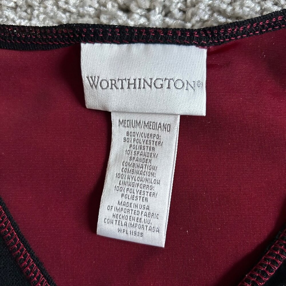 Worthington Womens Y2K Medium Floral Velvet & Black Long Sleeve V-Neck Top - Picture 9 of 11